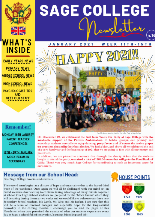 School Newsletter 15-01-2021